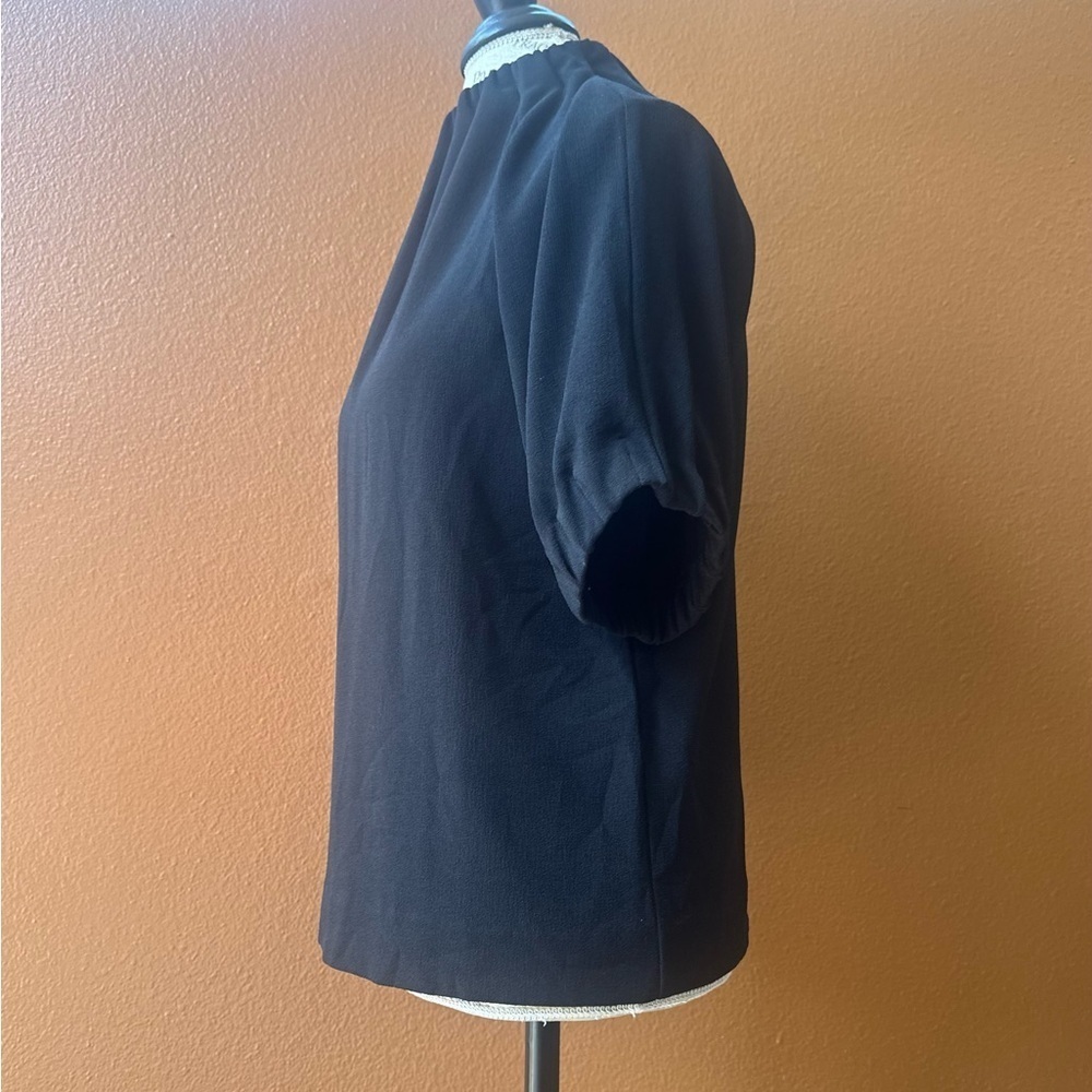 OAK Classic High Neck Crepe Black Blouse Size Small EUC! - Picture 4 of 8